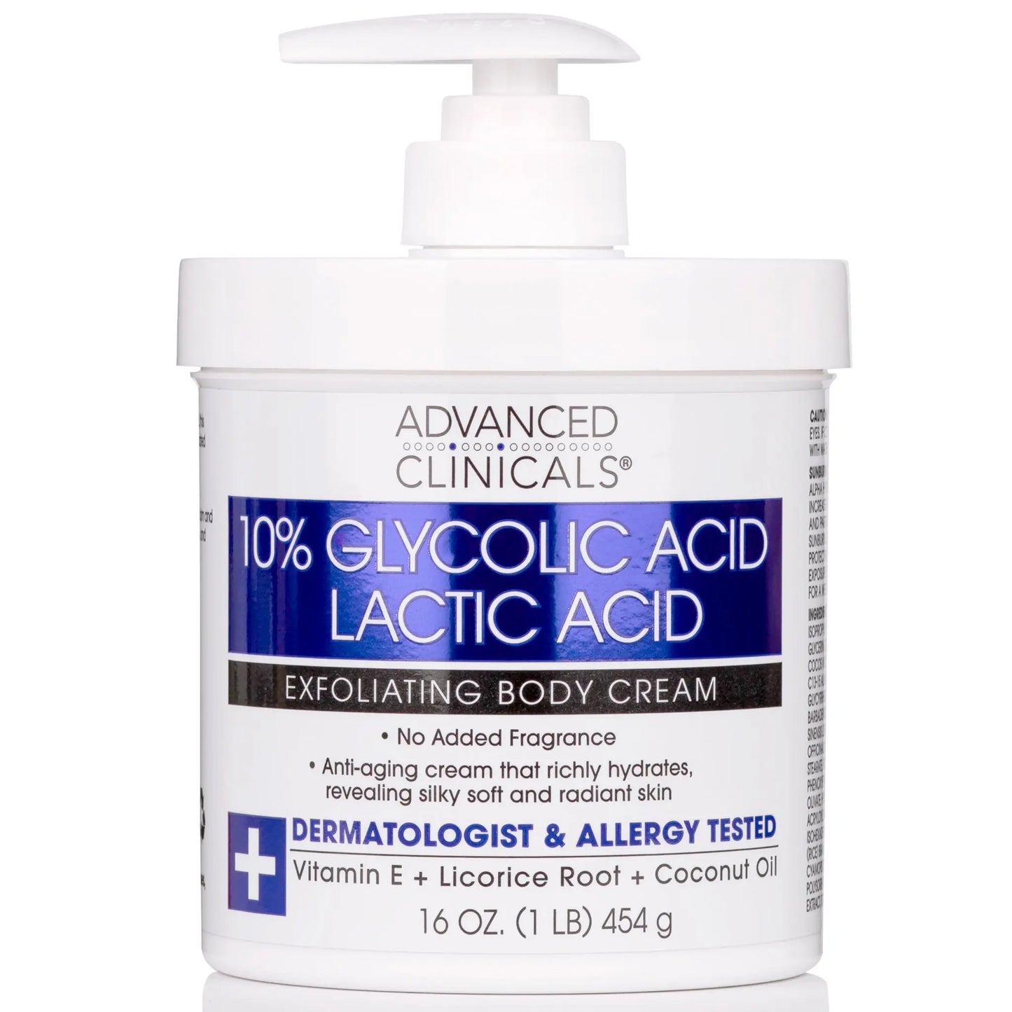 Advanced Clinicals – Crème Exfoliante 10% d’Acide Glycolique & Lactique SkinGard